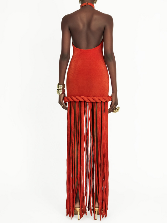 Hanged Neck Tassel Dress