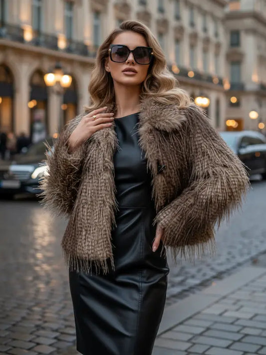 Styles By Faith Howard Women's Leopard PrintFaux Fur Coat