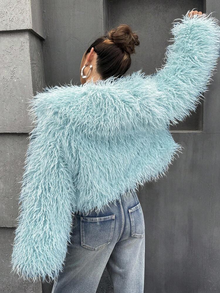 Light Green Elegant Party Dress Versatile Faux Fur Coat In Fall/Winter