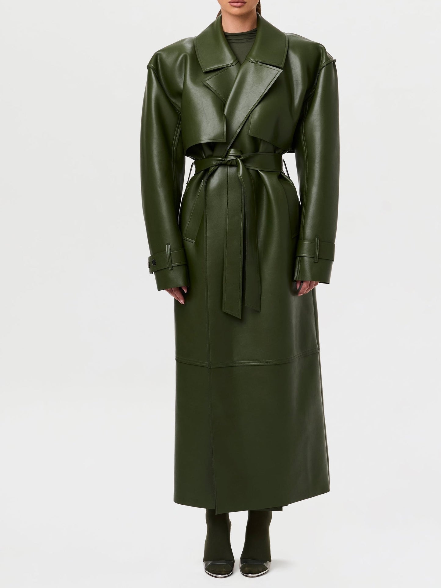 Vegan Leather Trench Coat