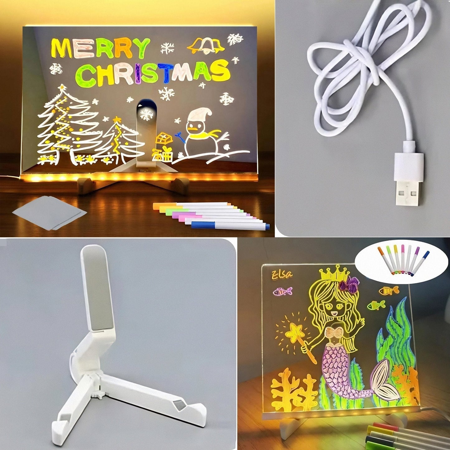 🎅Christmas Surprise Price £10.99!!🎨LED Erasable DIY Acrylic Transparent Message Board