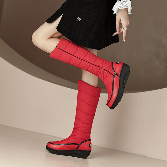 Womens Winter Cotton Mid Calf Boots Platform Snow Boot Waterproof Shoes