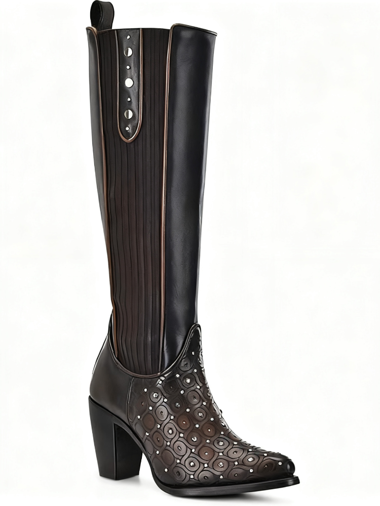 Step Into Elegance & Edge: Women's Studded Knee-High Western Boots