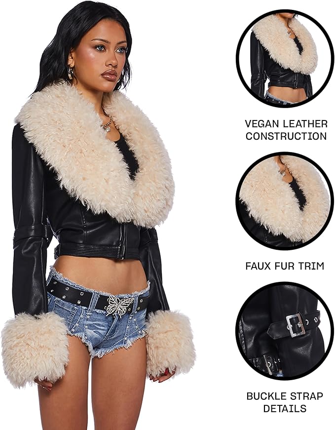 Plush Leather Short Coat
