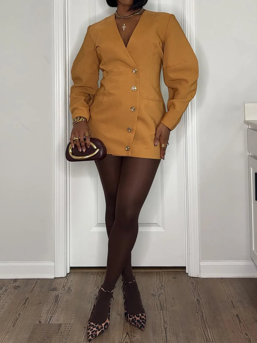 Fashion V Neck Blazer Dress