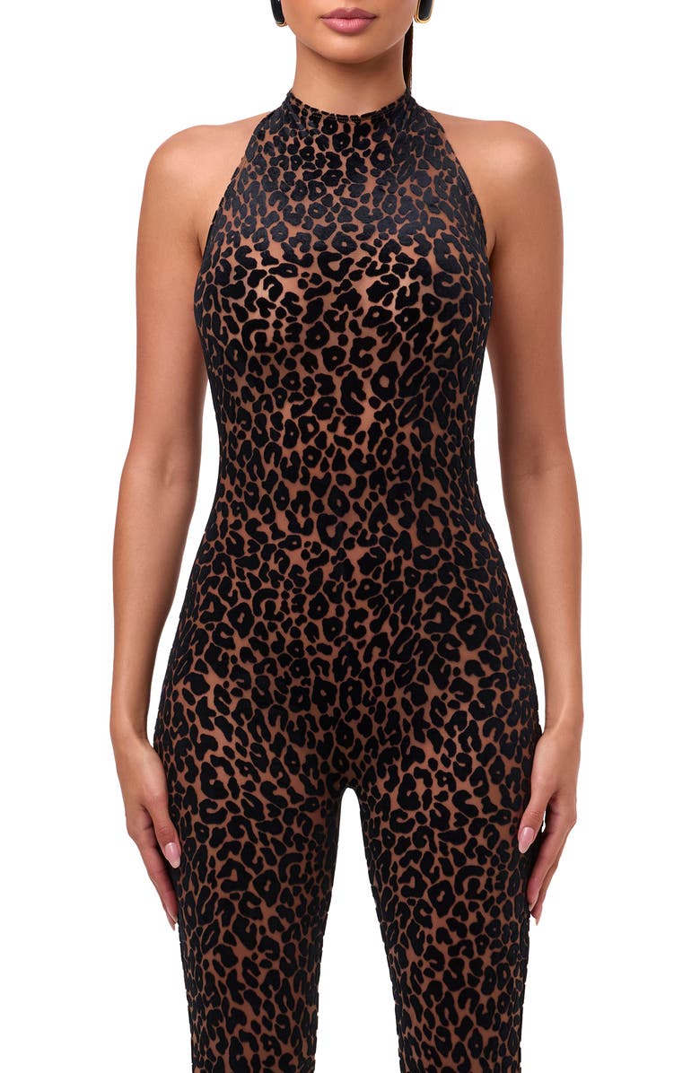 Leopard Velvet Burnout Holder Capri Bodysuit