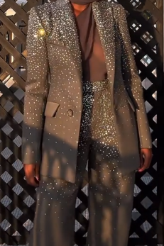 Crystal Embellished Fitted Blazer