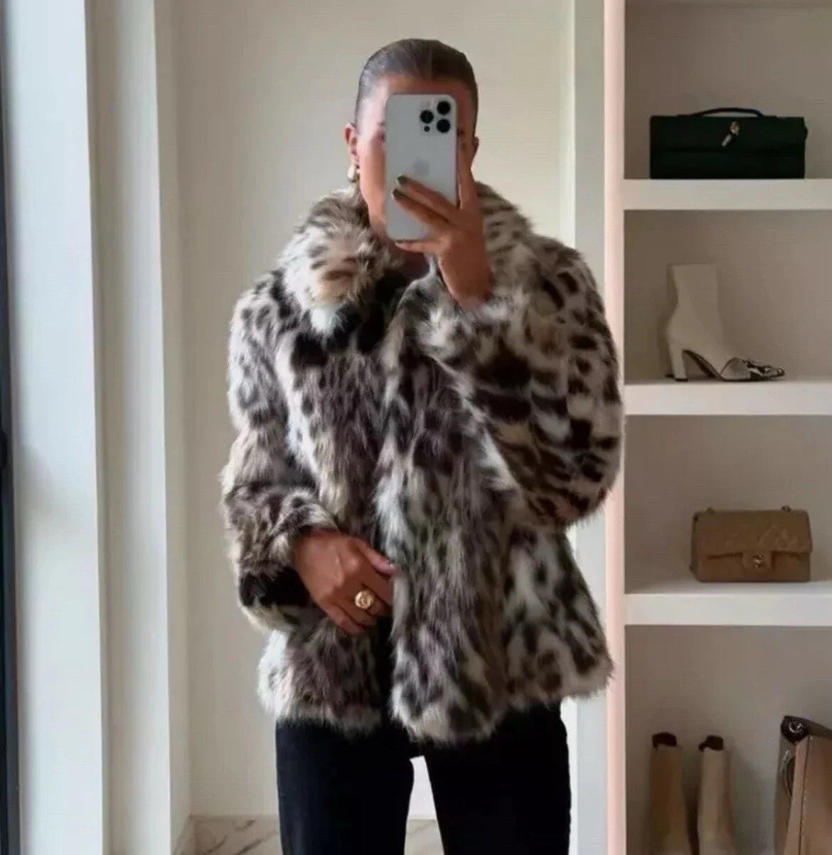 FAUX FUR JACKET LEOPARD
