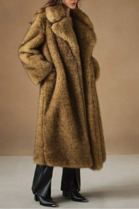 New Autumn Winter Fashion Fluffy Long Coat, Elegant Lady Furry Parka Outerwear