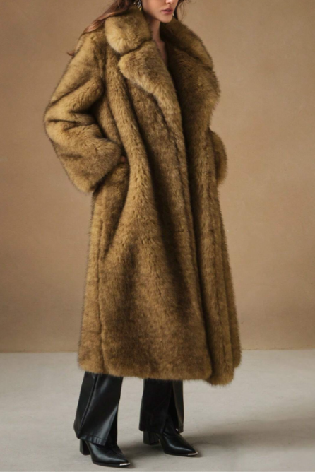 New Autumn Winter Fashion Fluffy Long Coat, Elegant Lady Furry Parka Outerwear