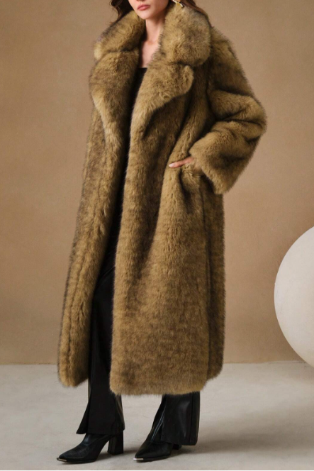 New Autumn Winter Fashion Fluffy Long Coat, Elegant Lady Furry Parka Outerwear