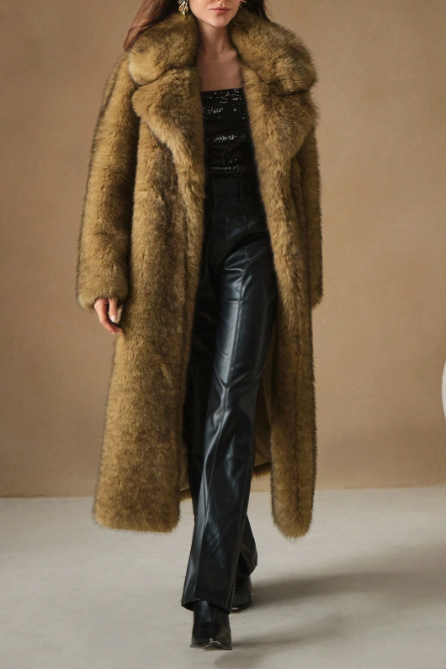 New Autumn Winter Fashion Fluffy Long Coat, Elegant Lady Furry Parka Outerwear