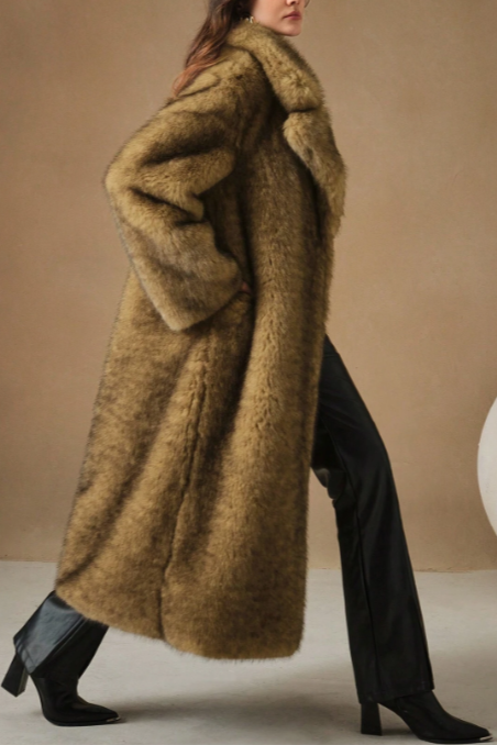 New Autumn Winter Fashion Fluffy Long Coat, Elegant Lady Furry Parka Outerwear