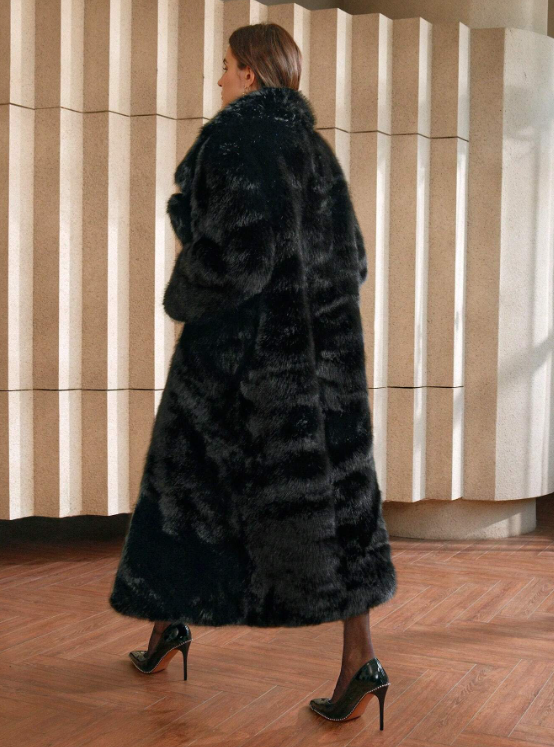 New Autumn Winter Fashion Fluffy Long Coat, Elegant Lady Furry Parka Outerwear