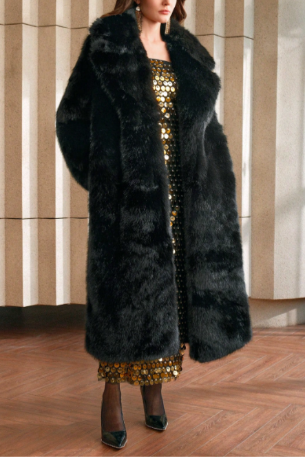 New Autumn Winter Fashion Fluffy Long Coat, Elegant Lady Furry Parka Outerwear