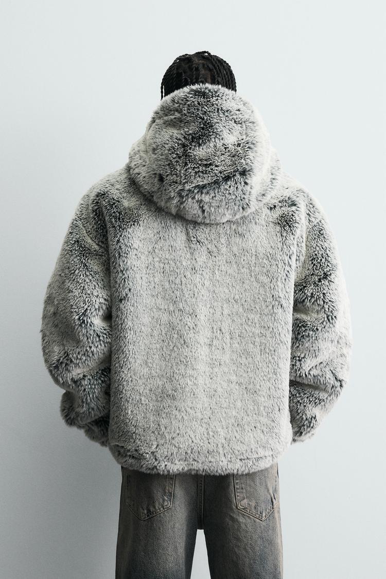 HOODED FAUX FUR JACKET