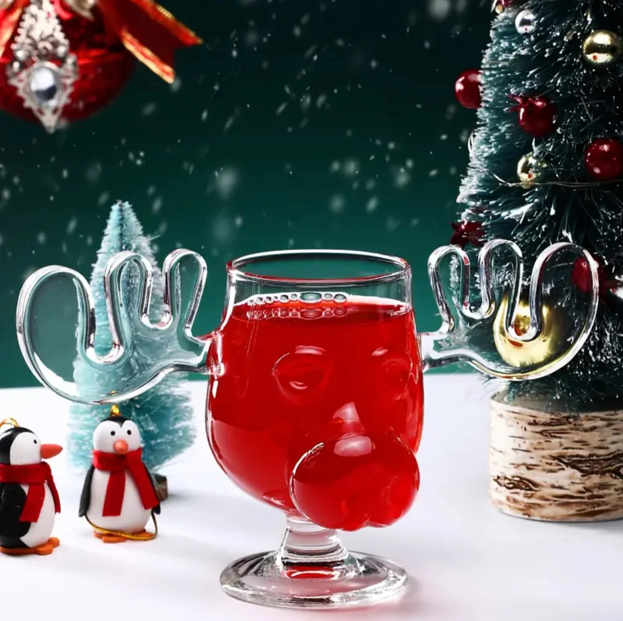 🎅Christmas Gift Idea 50%OFF🎁The Stag's Gaze: Where Light Dances 🦌✨Glass Reindeer Mug