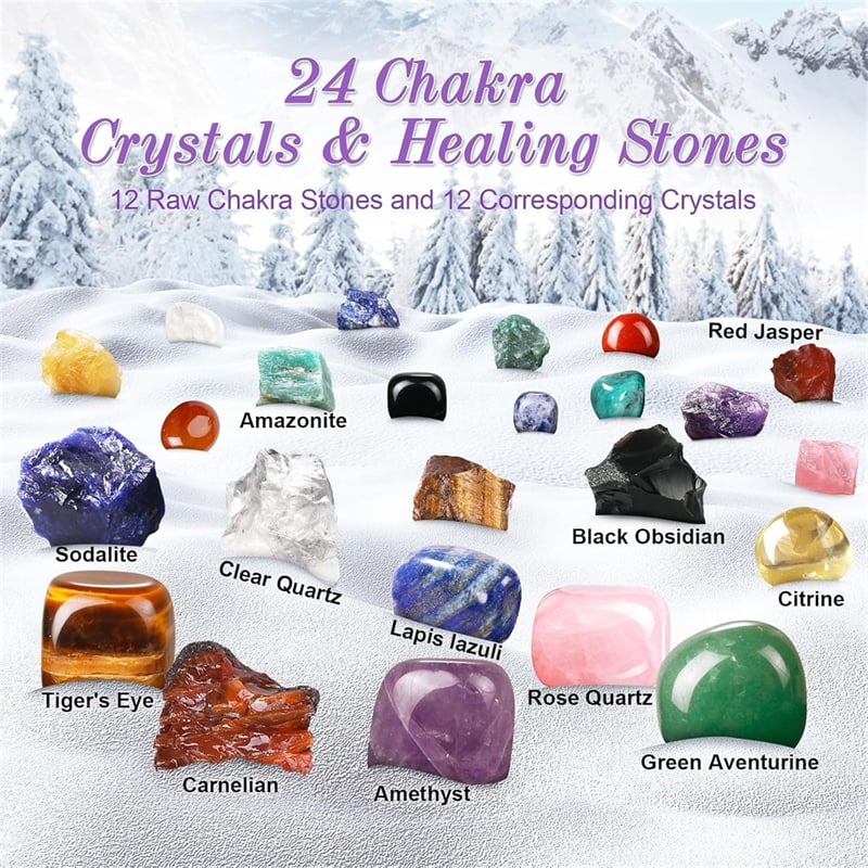 🎁Christmas Gift Idea 50% OFF🎅🎄24 Pcs Christmas Calendar Crystals - Natural Stone Crystal Journey