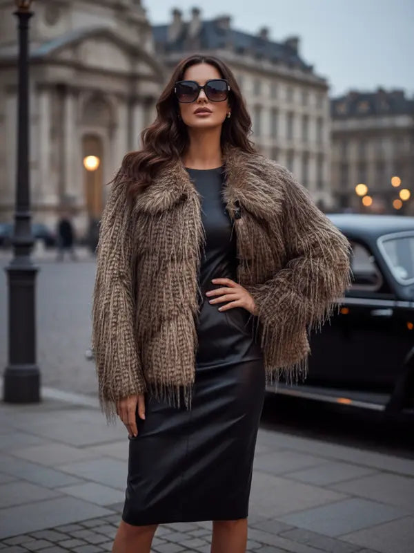 Styles By Faith Howard Women's Leopard PrintFaux Fur Coat