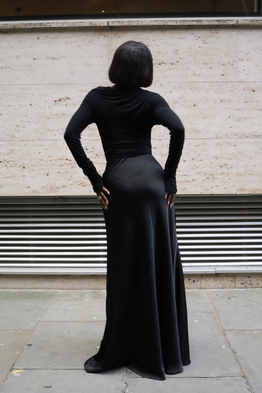 Autumn Bias Cut Satin Maxi Skirt