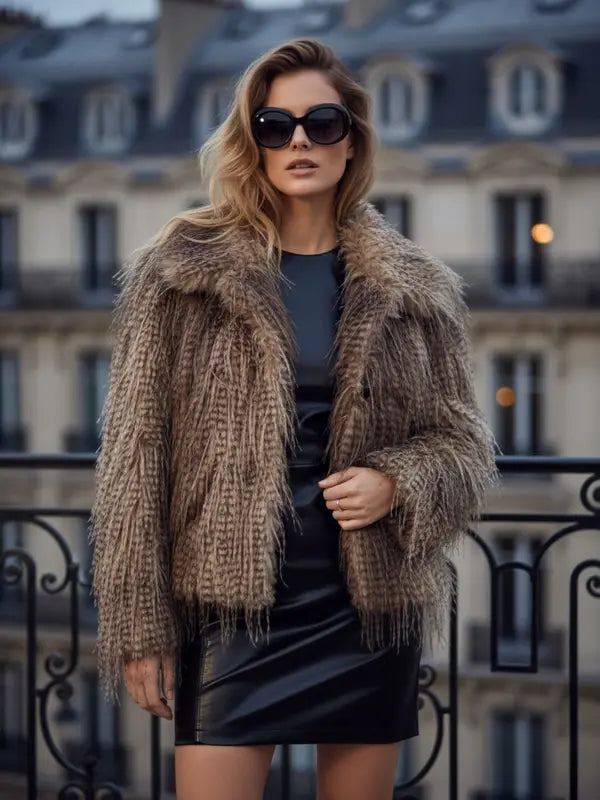 Styles By Faith Howard Women's Leopard PrintFaux Fur Coat