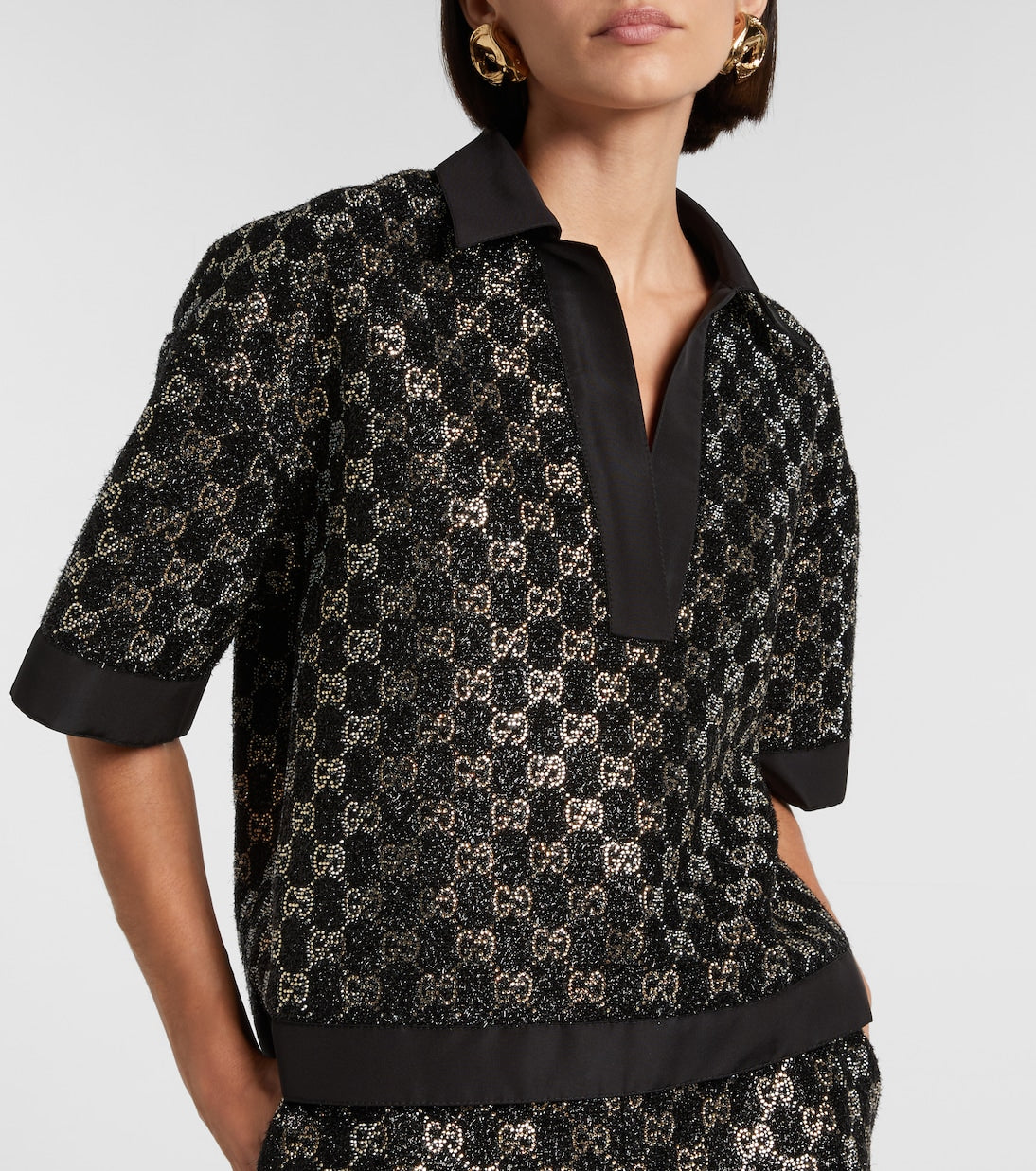 G Embellished Top &  High-rise Shorts SET