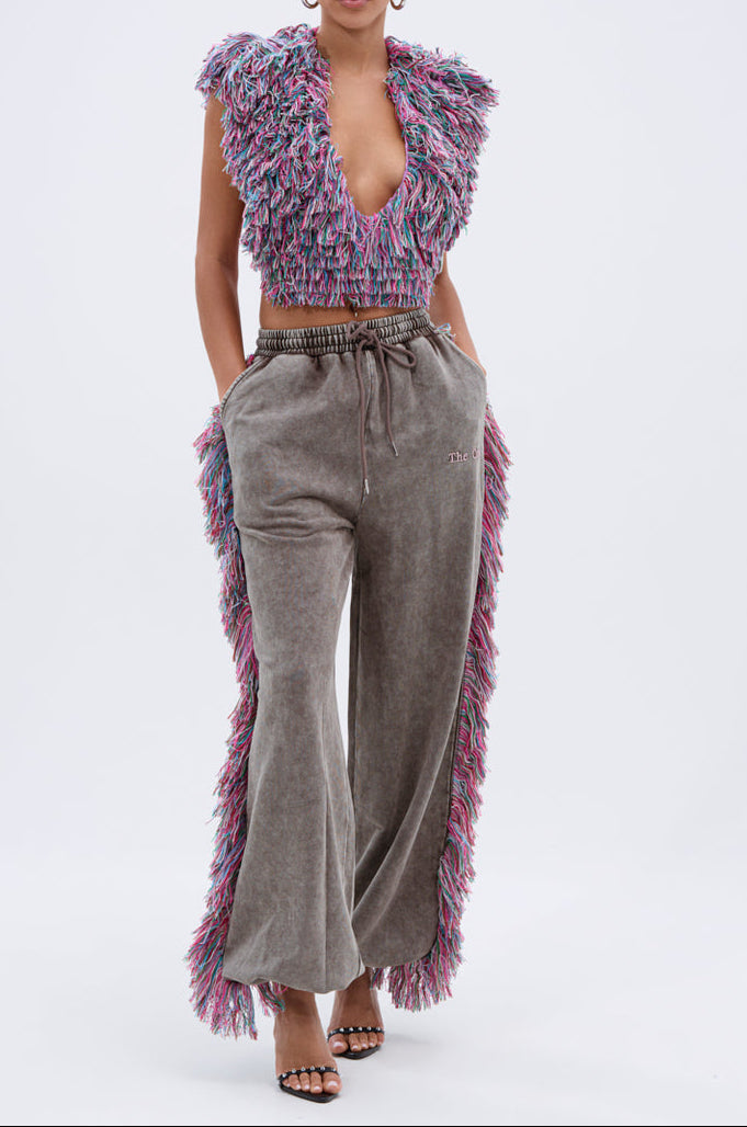 THE ONE WIDE LEG JOGGER WITHFRINGE & TOP