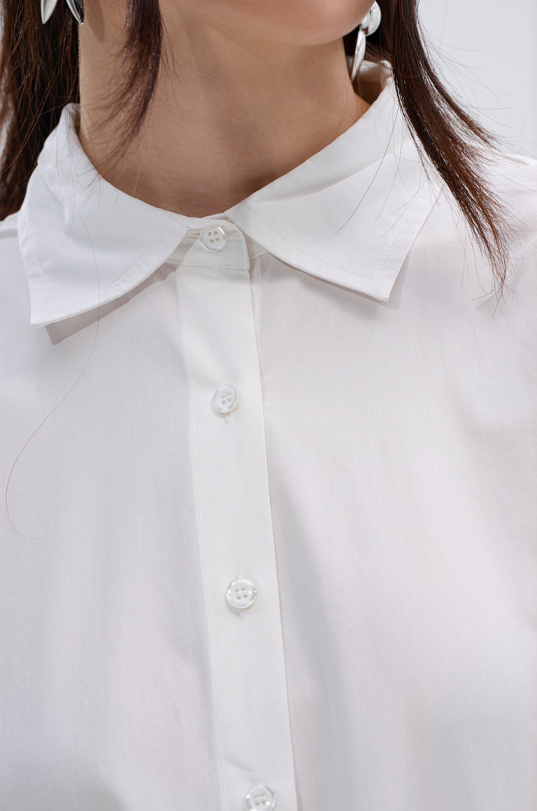 POPLIN HIGH LOW DRESS IN WHITE