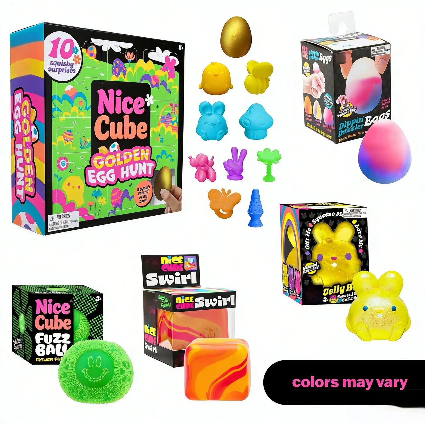 Easter Style Squishy Toy Bundle - Original Retail Packaging Sensory Stress Balls for Kids & Adults