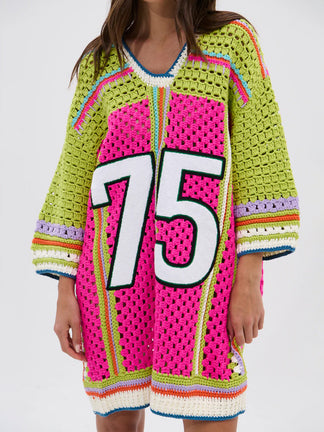 Color Block Crochet Jersey Dress