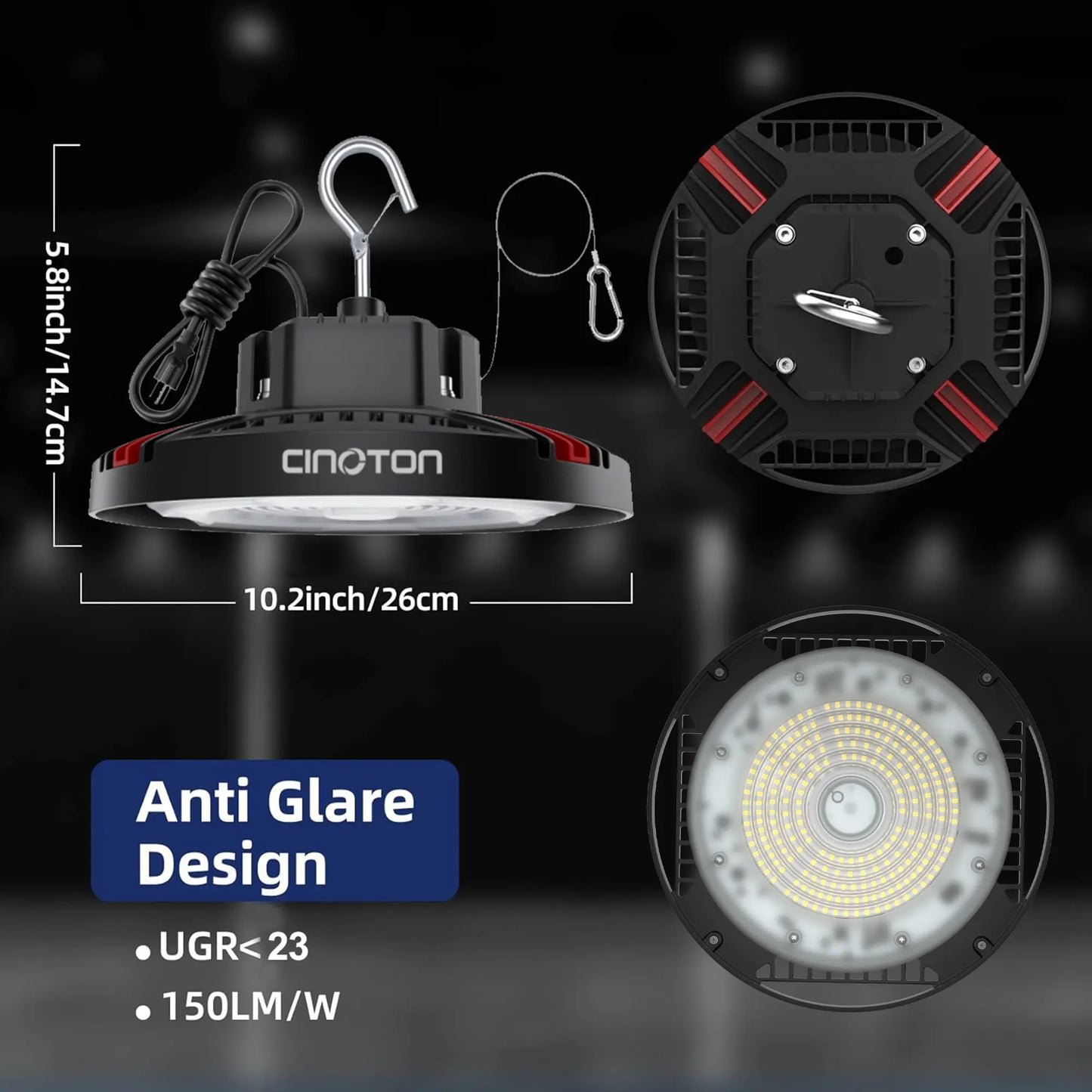 UFO LED High Bay Light, 24000LM Super Bright Shop Lights