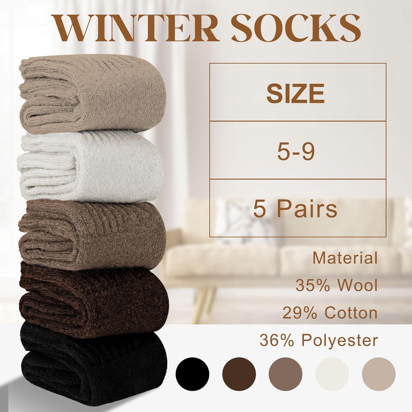 🔥❄️Hot Sale-Buy 1 Get 5 Packs✨❄️5 Pairs Women's Solid Mid-calf Socks