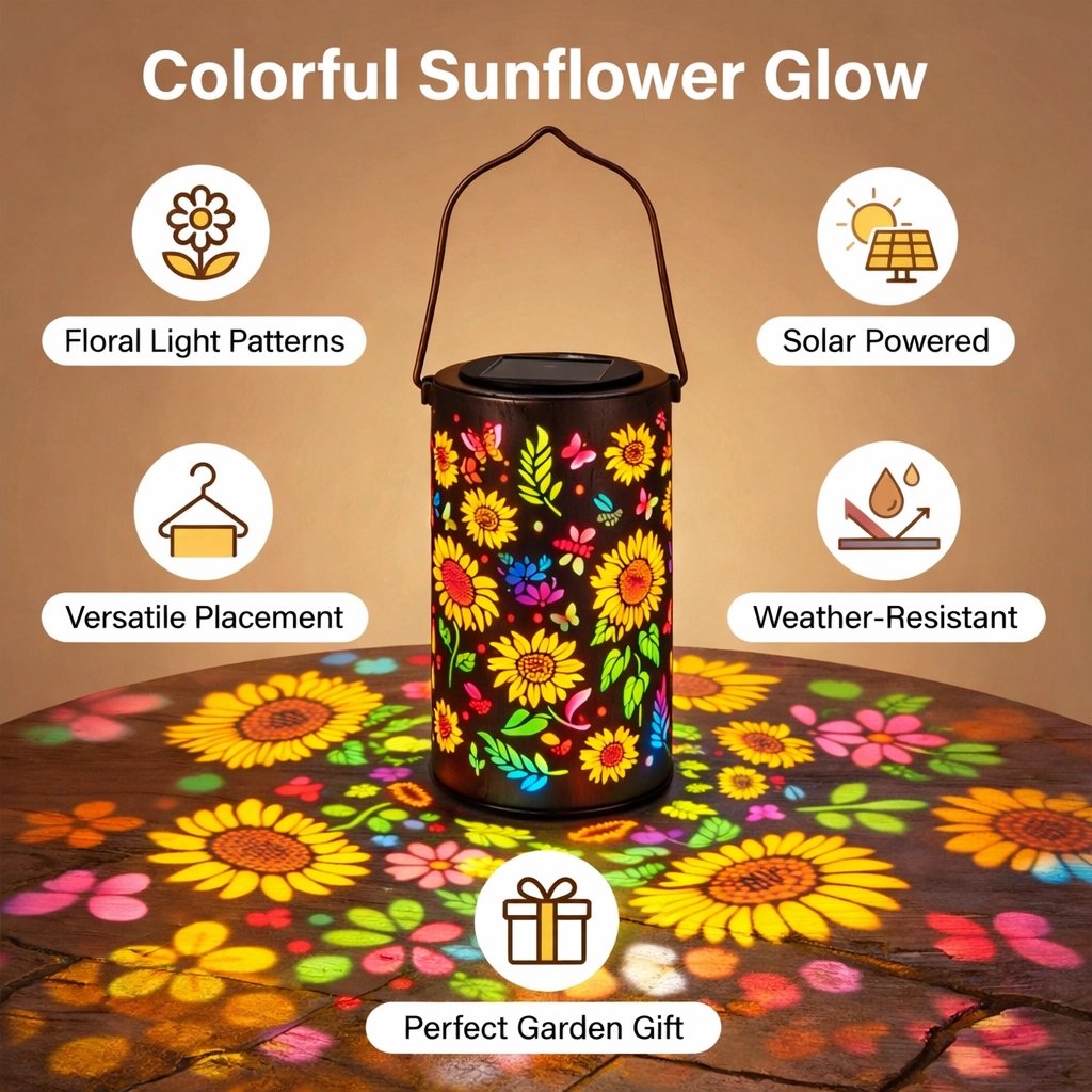 🔥HOT SALE 49% OFF-🌞Colorful Sunflower Glow Solar Courtyard Lantern