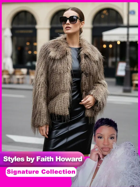 Styles By Faith Howard Women's Leopard PrintFaux Fur Coat