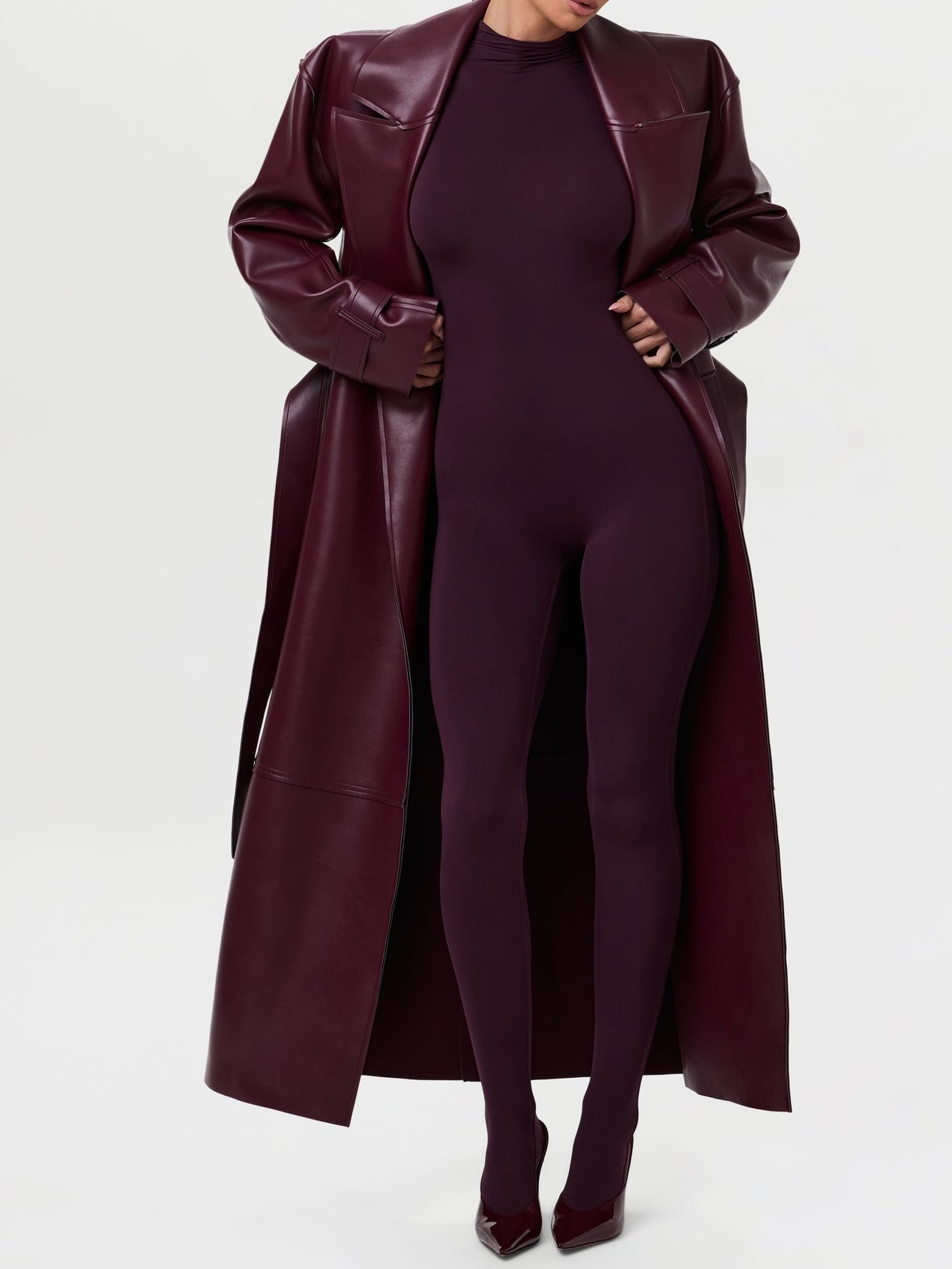 Vegan Leather Trench Coat