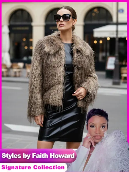 Styles By Faith Howard Women's Leopard PrintFaux Fur Coat