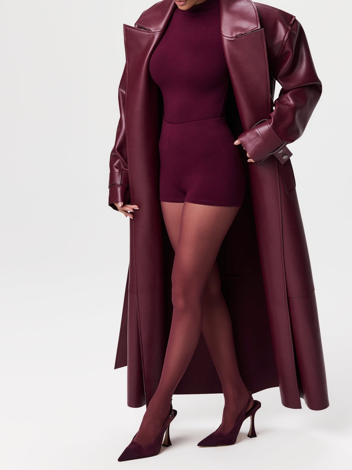 Vegan Leather Trench Coat