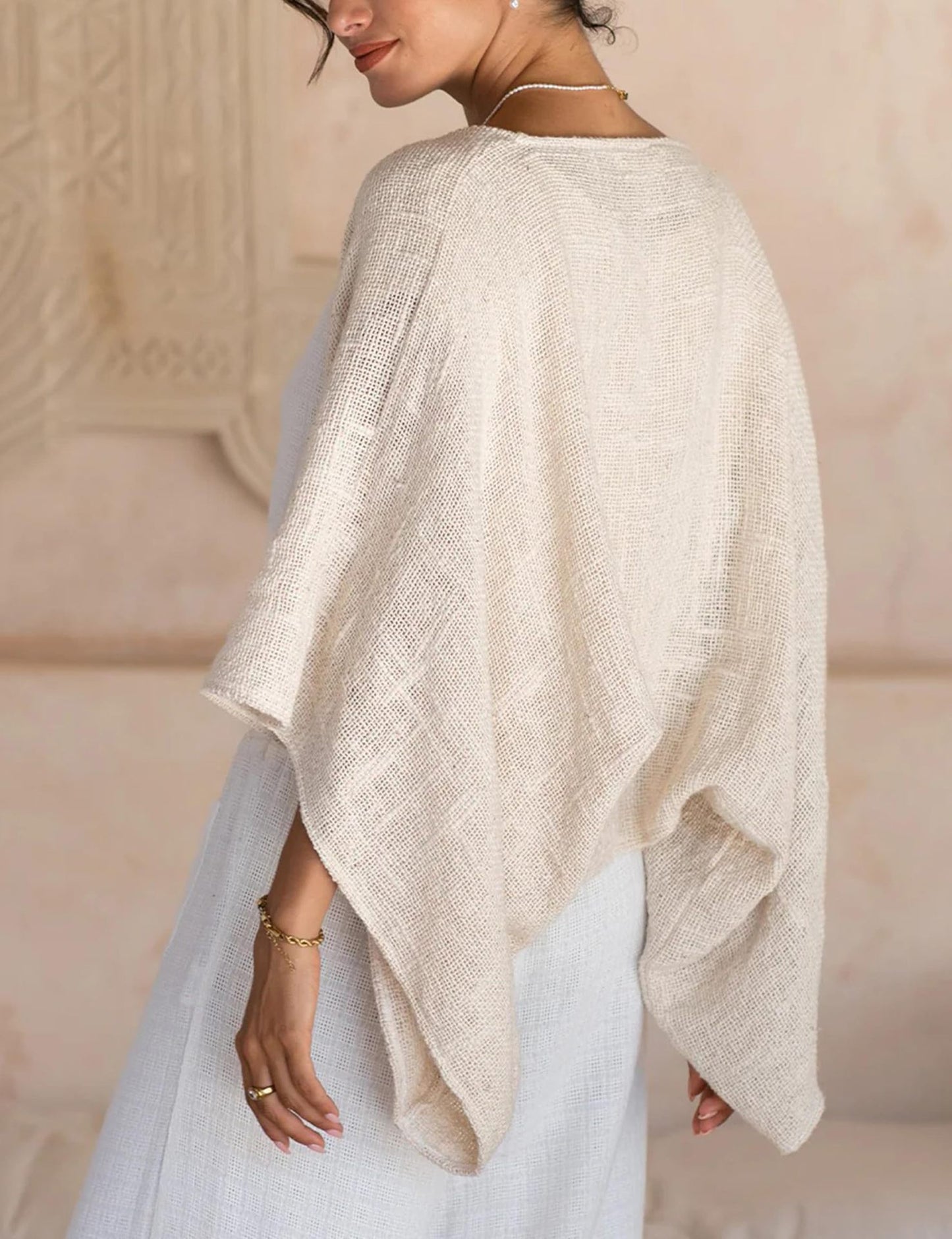 Women's Linen Cardigan 3/4 Sleeve Open Front Loose Cover Ups Lightweight Shrug