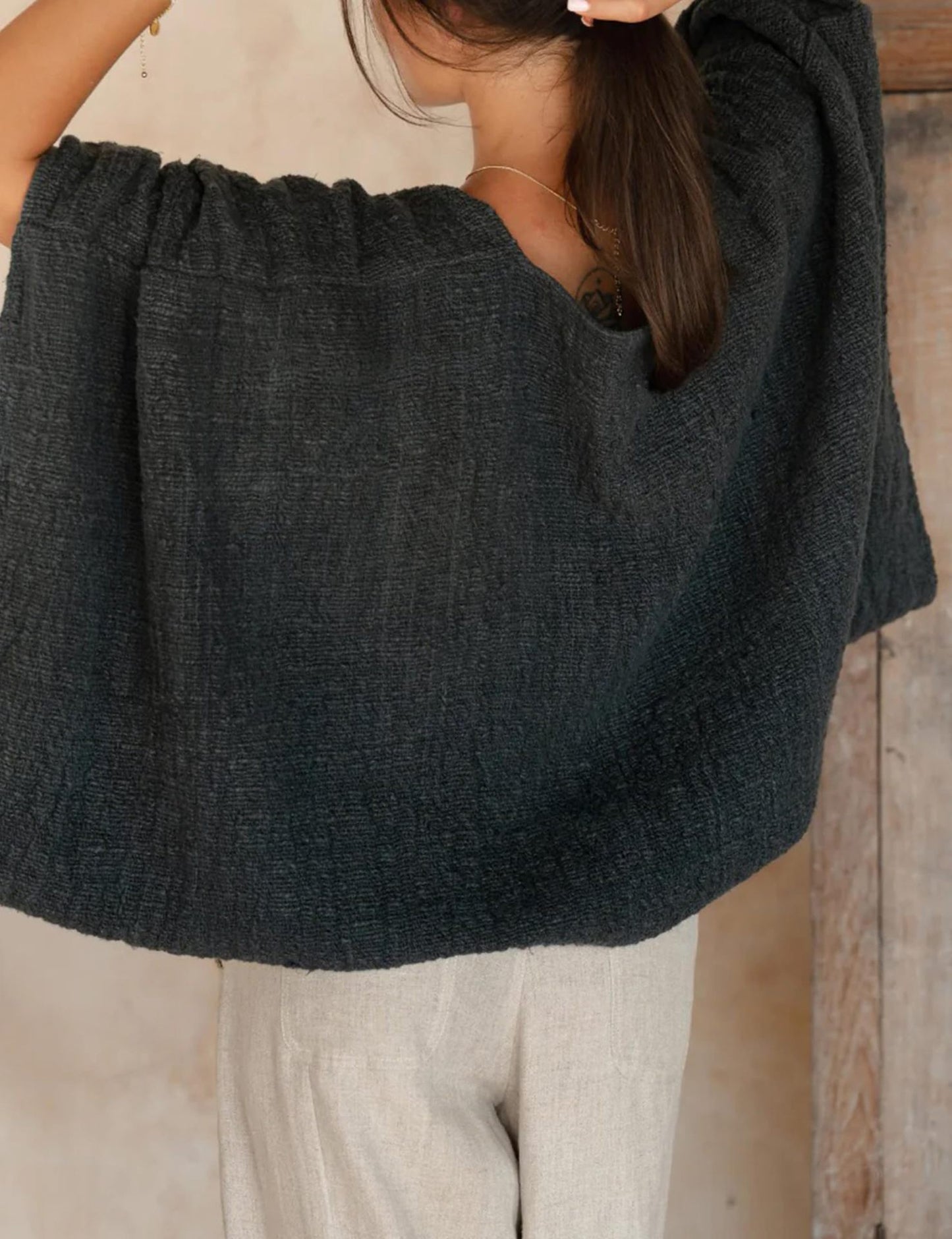 Women's Linen Cardigan 3/4 Sleeve Open Front Loose Cover Ups Lightweight Shrug