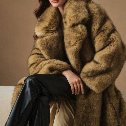 New Autumn Winter Fashion Fluffy Long Coat, Elegant Lady Furry Parka Outerwear