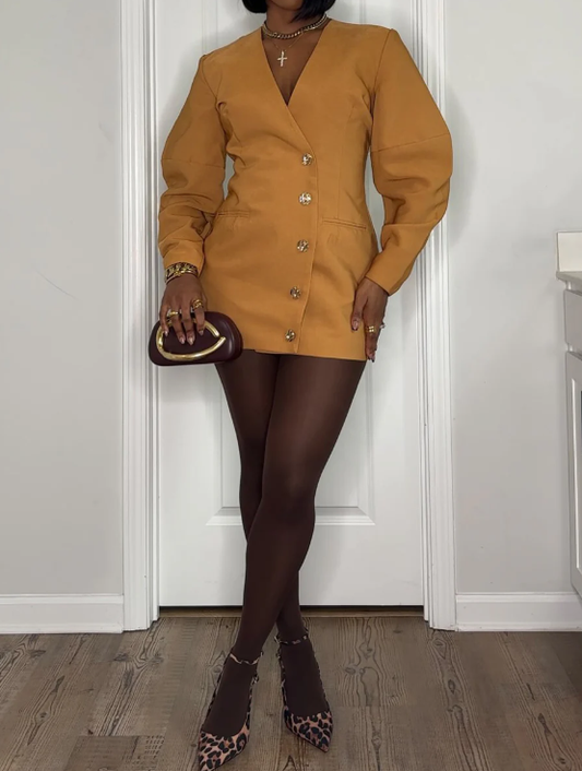 Fashion V Neck Blazer Dress