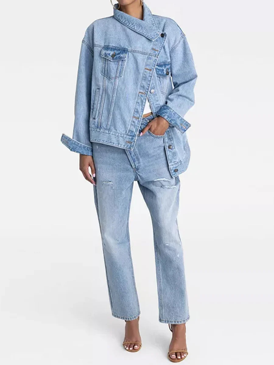 Asymmetric Front Denim Jacket