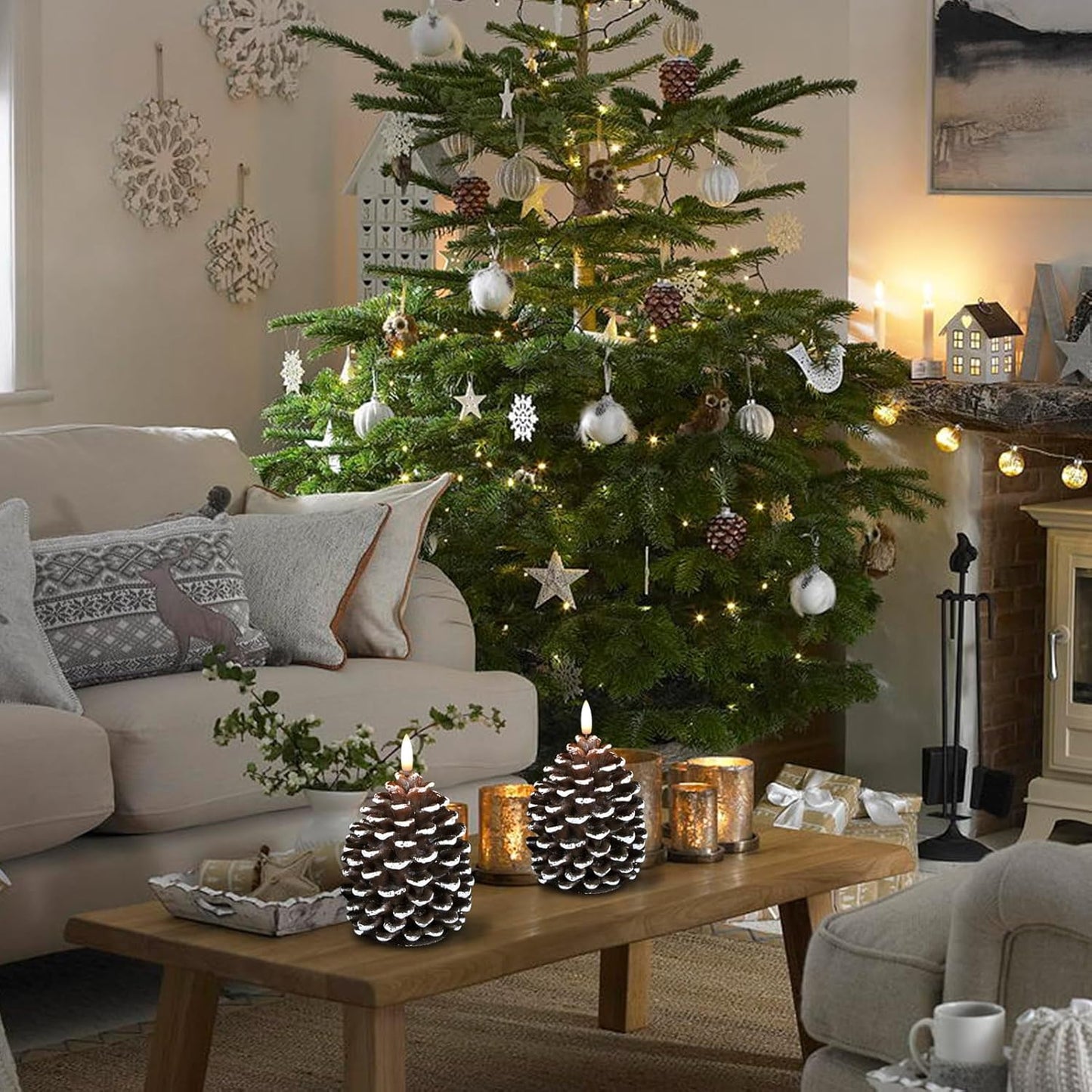 🎅Last Day-Buy 1 Get 1 Free!🔥Flameless Pinecone Candles Battery Operated