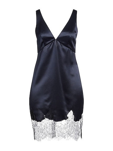Lace-trimmed Satin Mini Dress
