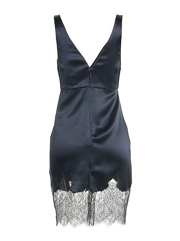 Lace-trimmed Satin Mini Dress
