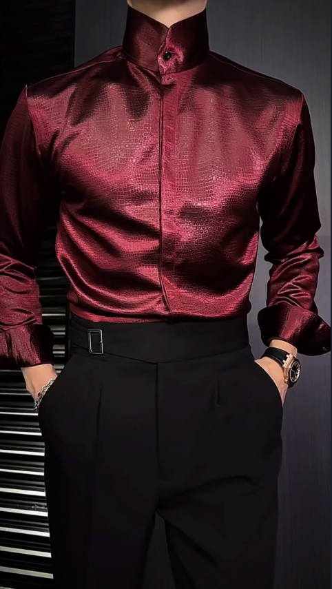 Men's Commuter Button-Down Long Sleeve Red Shirt