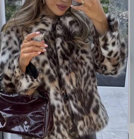 FAUX FUR JACKET LEOPARD