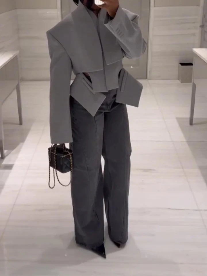 Asymmetric Hem Cutout Jacket