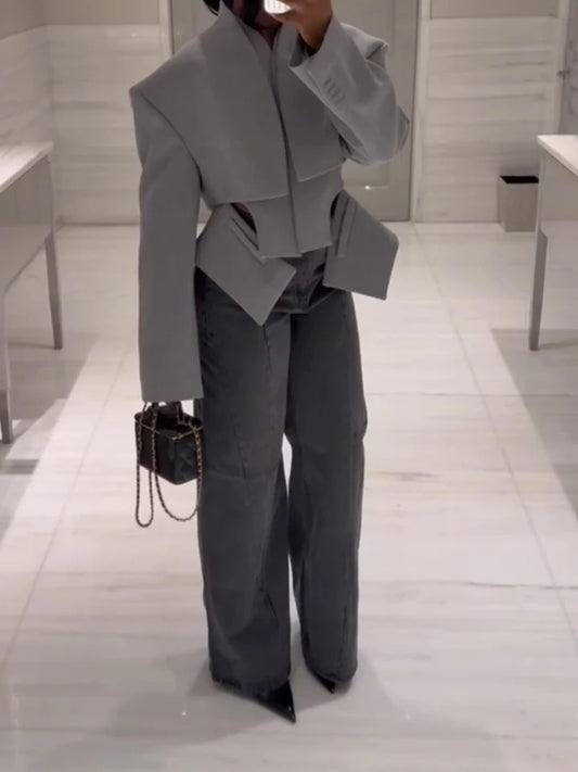 Asymmetric Hem Cutout Jacket