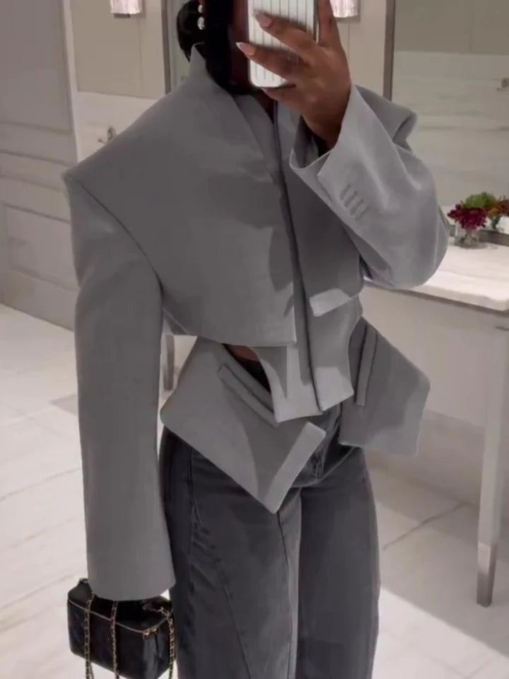 Asymmetric Hem Cutout Jacket